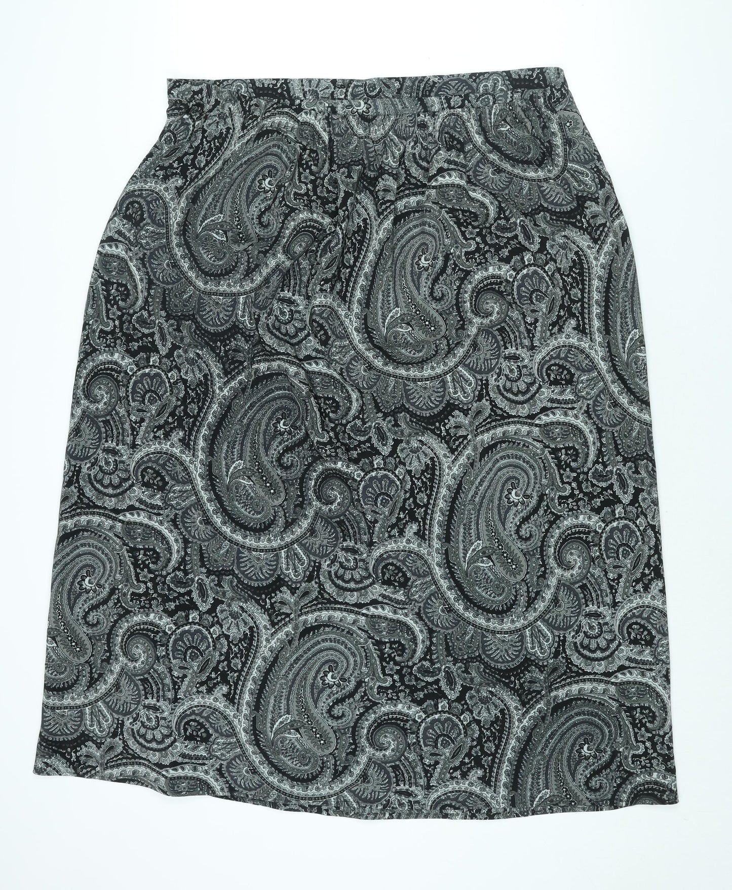 Venezia Jeans Womens Black Paisley Polyester A-Line Skirt Size 22