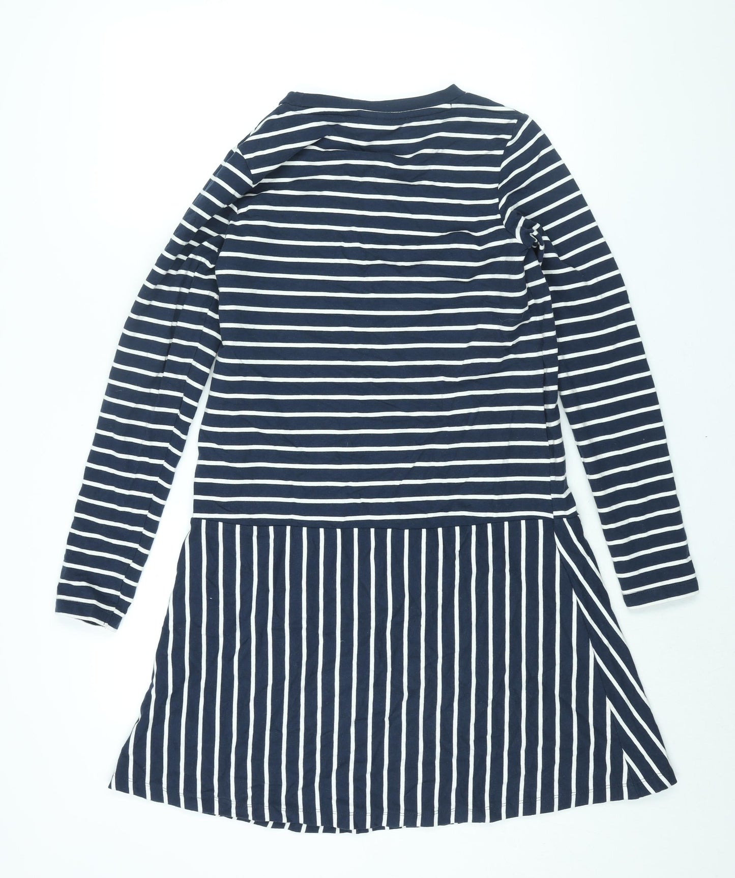 Mama-licious Womens Blue Striped Polyester Shift Size L Round Neck Pullover