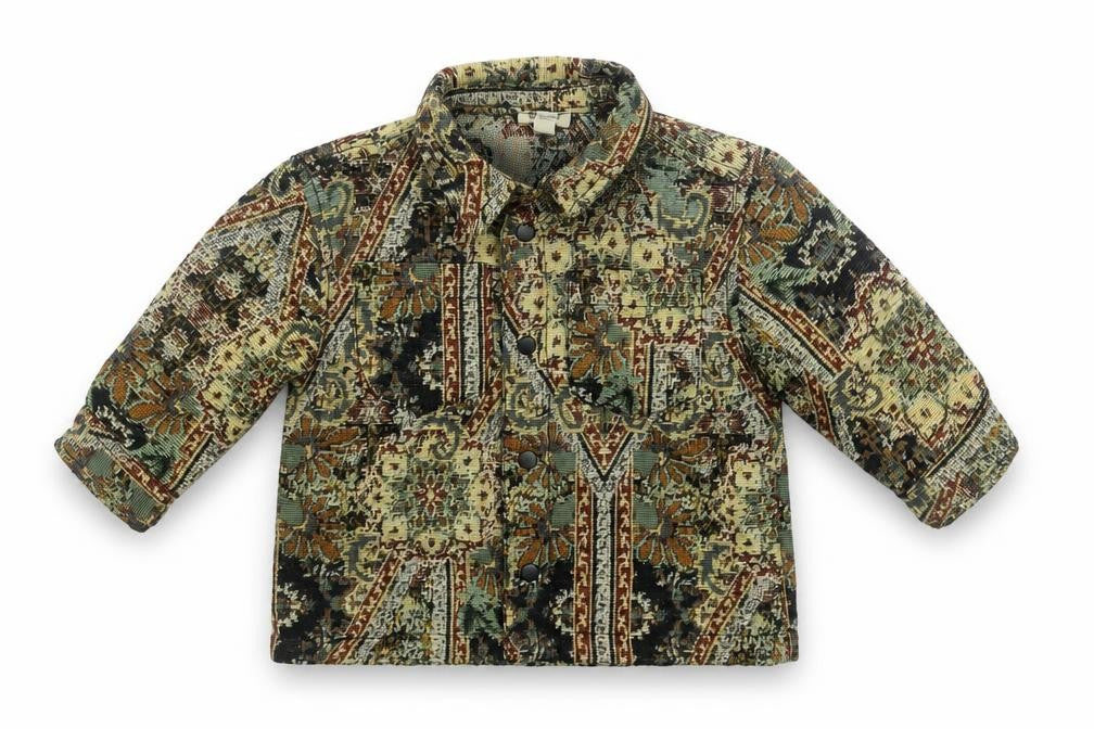 Front view of River Island boys’ multicoloured geometric jacket, size 9-12, months snap