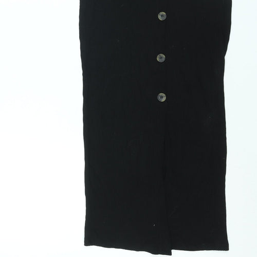 ASOS Womens Black Viscose Bandage Skirt Size 12 - Button Detail