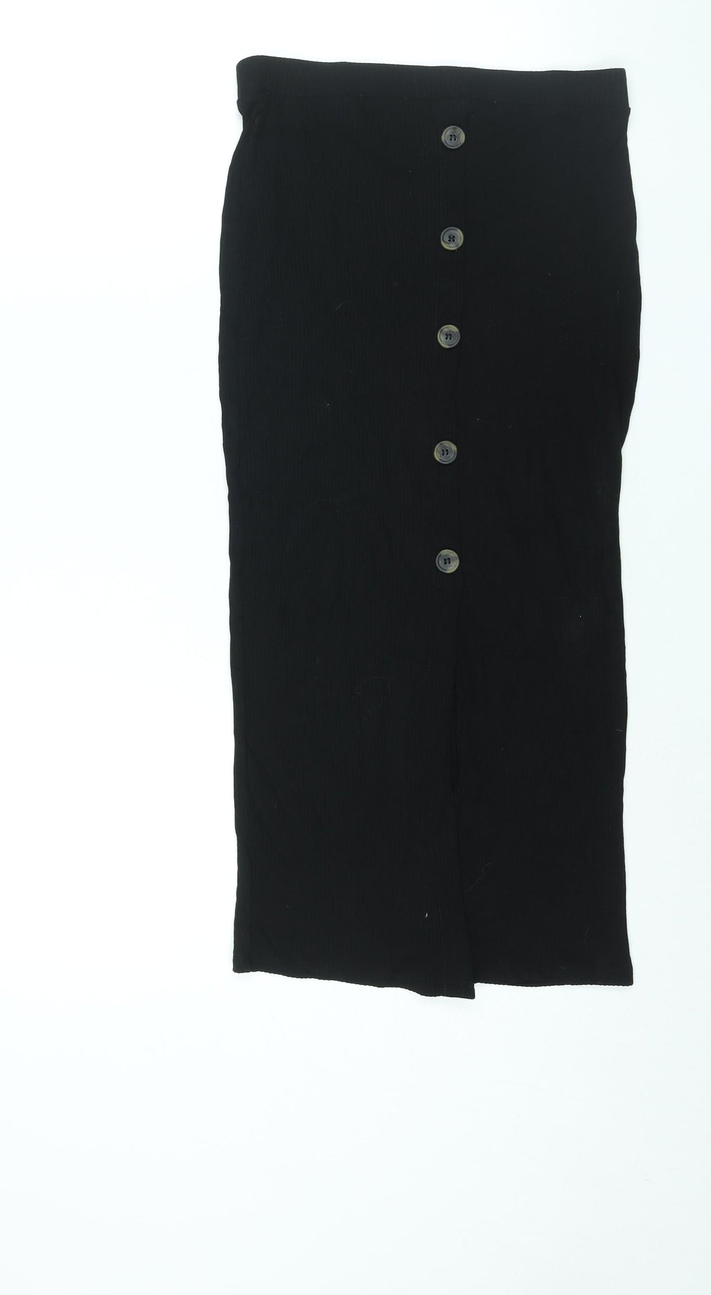 ASOS Womens Black Viscose Bandage Skirt Size 12 - Button Detail