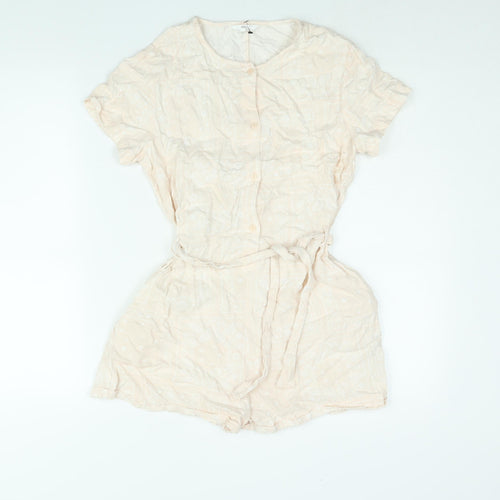 Marks and Spencer Girls Pink Geometric Viscose Playsuit One-Piece Size 12-13 Years Button - Belted