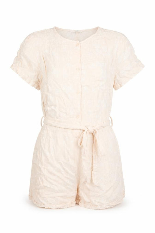 Marks and Spencer Girls Pink Geometric Viscose Playsuit One-Piece Size 12-13 Years Button - Belted