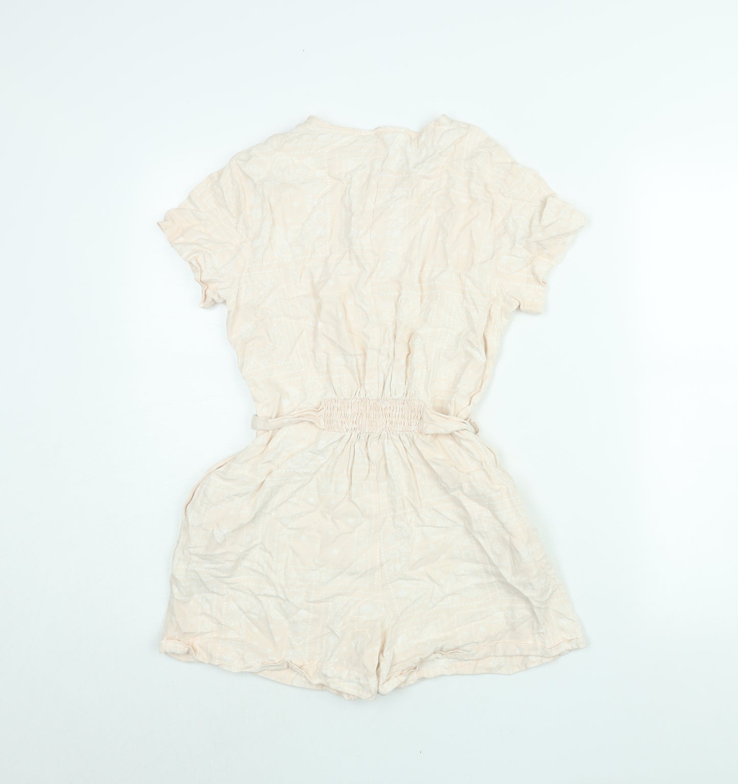 Marks and Spencer Girls Pink Geometric Viscose Playsuit One-Piece Size 12-13 Years Button - Belted