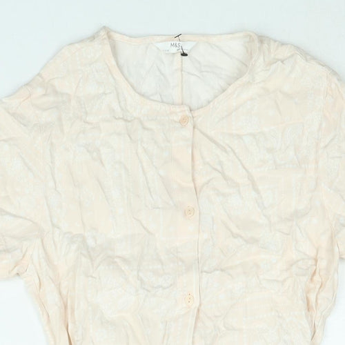 Marks and Spencer Girls Pink Geometric Viscose Playsuit One-Piece Size 12-13 Years Button - Belted