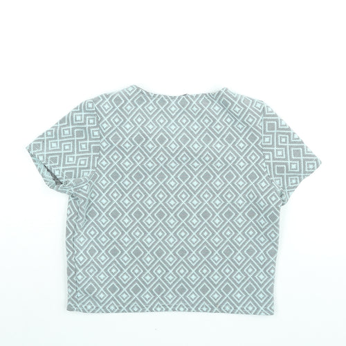 New Look Girls Blue Geometric Polyester Basic Blouse Size 12-13 Years Round Neck Pullover