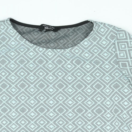 New Look Girls Blue Geometric Polyester Basic Blouse Size 12-13 Years Round Neck Pullover