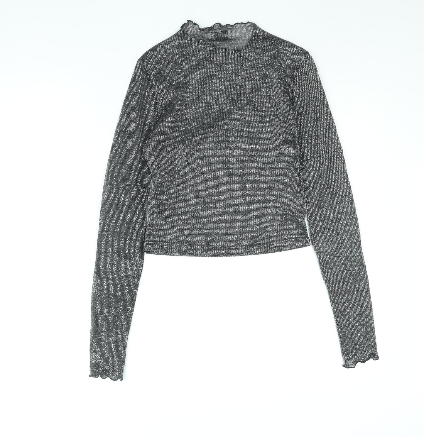 NA-KD Womens Silver Polyester Basic Blouse Size XS Mock Neck