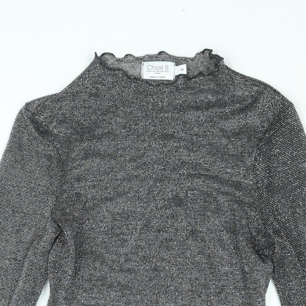 NA-KD Womens Silver Polyester Basic Blouse Size XS Mock Neck