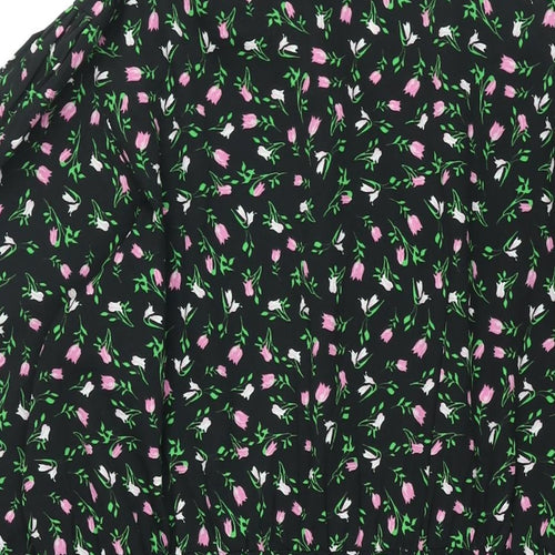 Simply Be Womens Black Floral Polyester Shirt Dress Size 20 Collared Pullover - Smocked