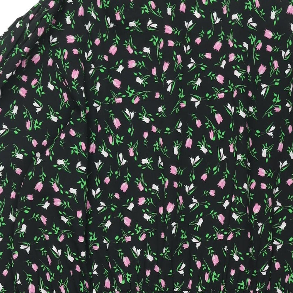 Simply Be Womens Black Floral Polyester Shirt Dress Size 20 Collared Pullover - Smocked