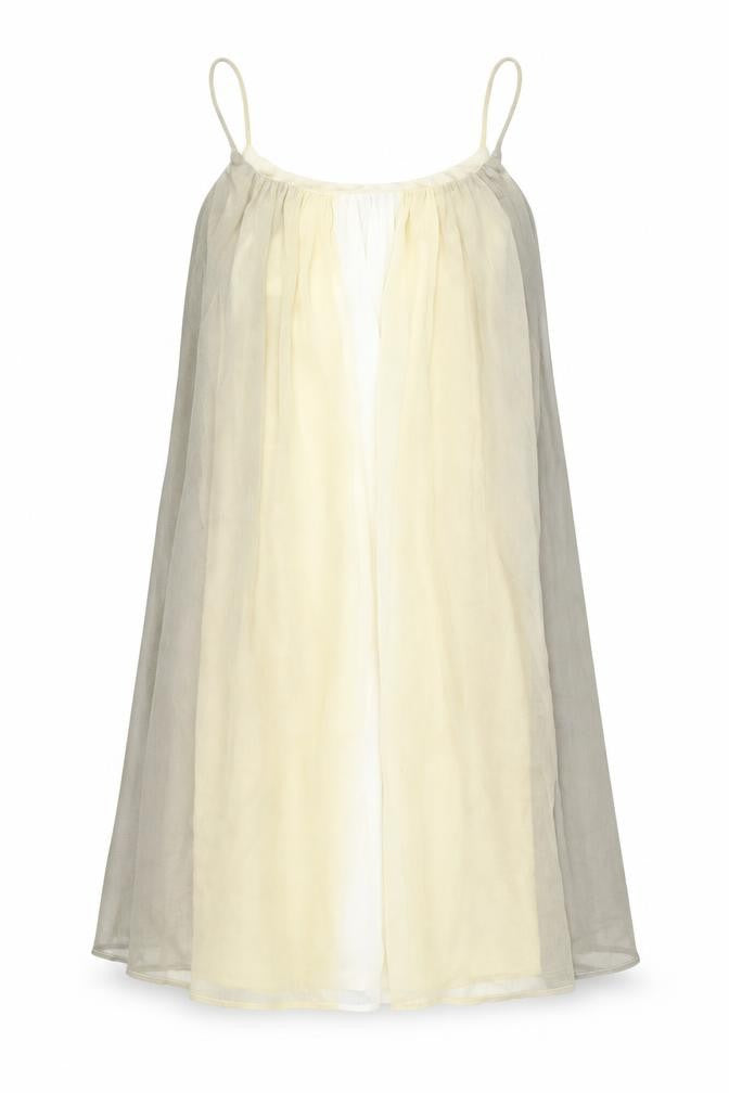 Front view of H&M women’s beige polyester shift, size UK 10, scoop neck pullover - ombre