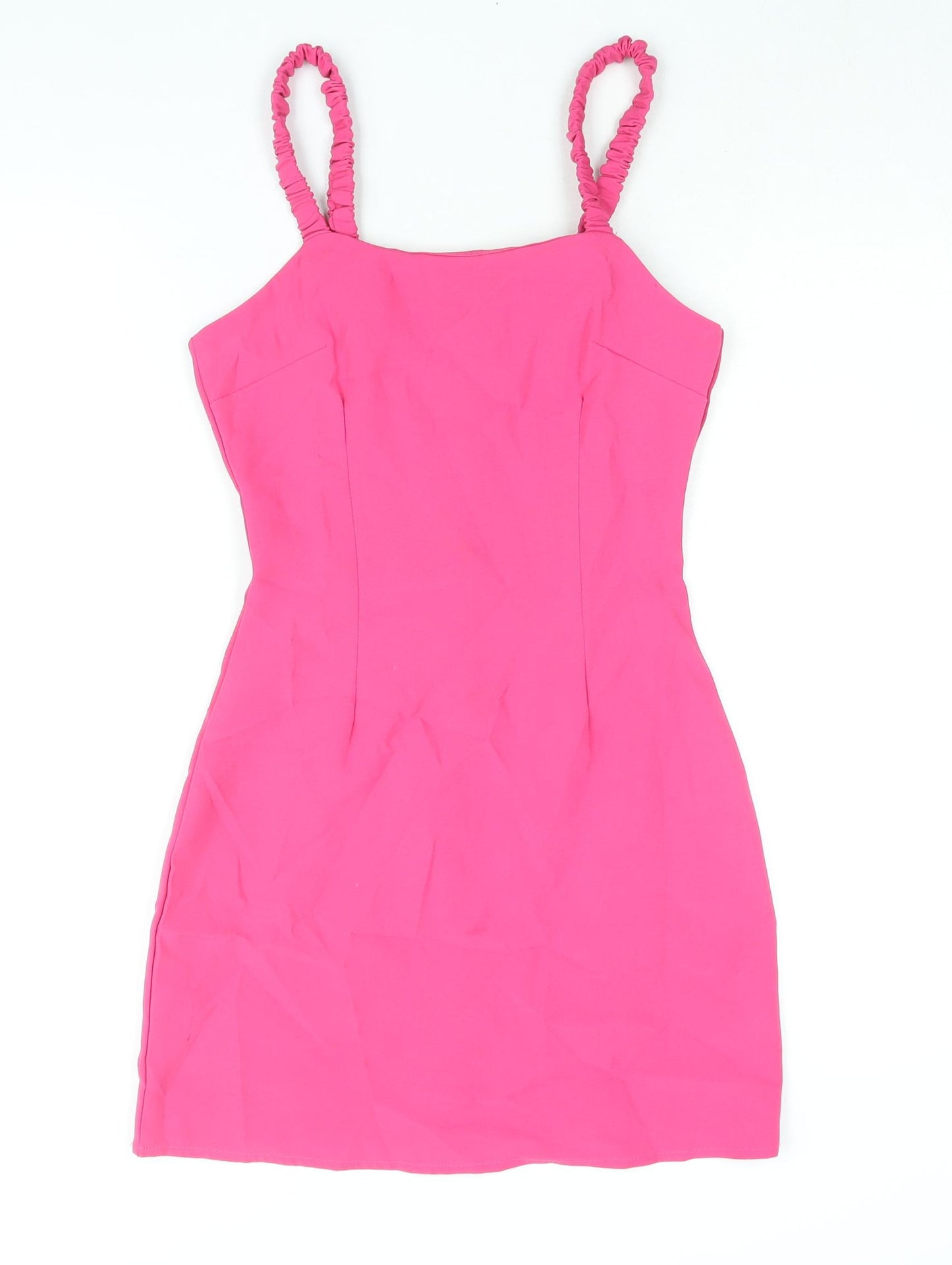 Missguided Womens Pink Polyester Bodycon Size 6 Square Neck Zip