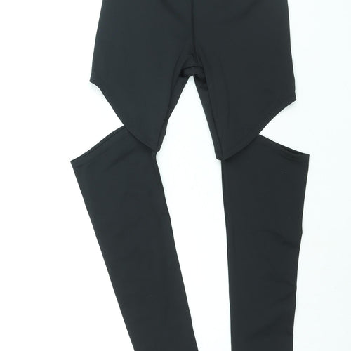 ASOS Womens Black Polyester Compression Leggings Size 8 L26 in Regular Pullover - Cut Out Detail