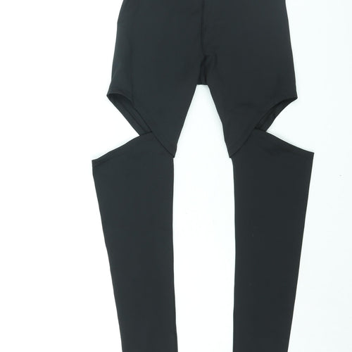 ASOS Womens Black Polyester Compression Leggings Size 8 L26 in Regular Pullover - Cut Out Detail