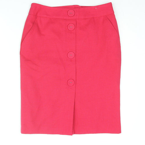 NEXT Womens Pink Polyester Straight & Pencil Skirt Size 12 Zip - Button Detail