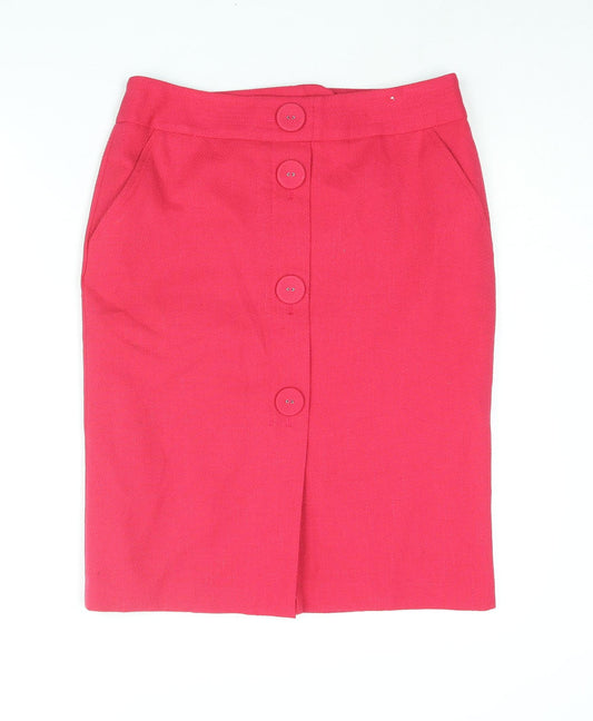 NEXT Womens Pink Polyester Straight & Pencil Skirt Size 12 Zip - Button Detail