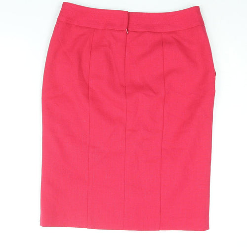 NEXT Womens Pink Polyester Straight & Pencil Skirt Size 12 Zip - Button Detail