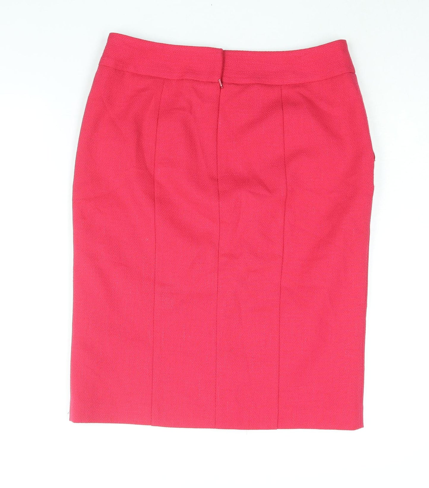 NEXT Womens Pink Polyester Straight & Pencil Skirt Size 12 Zip - Button Detail