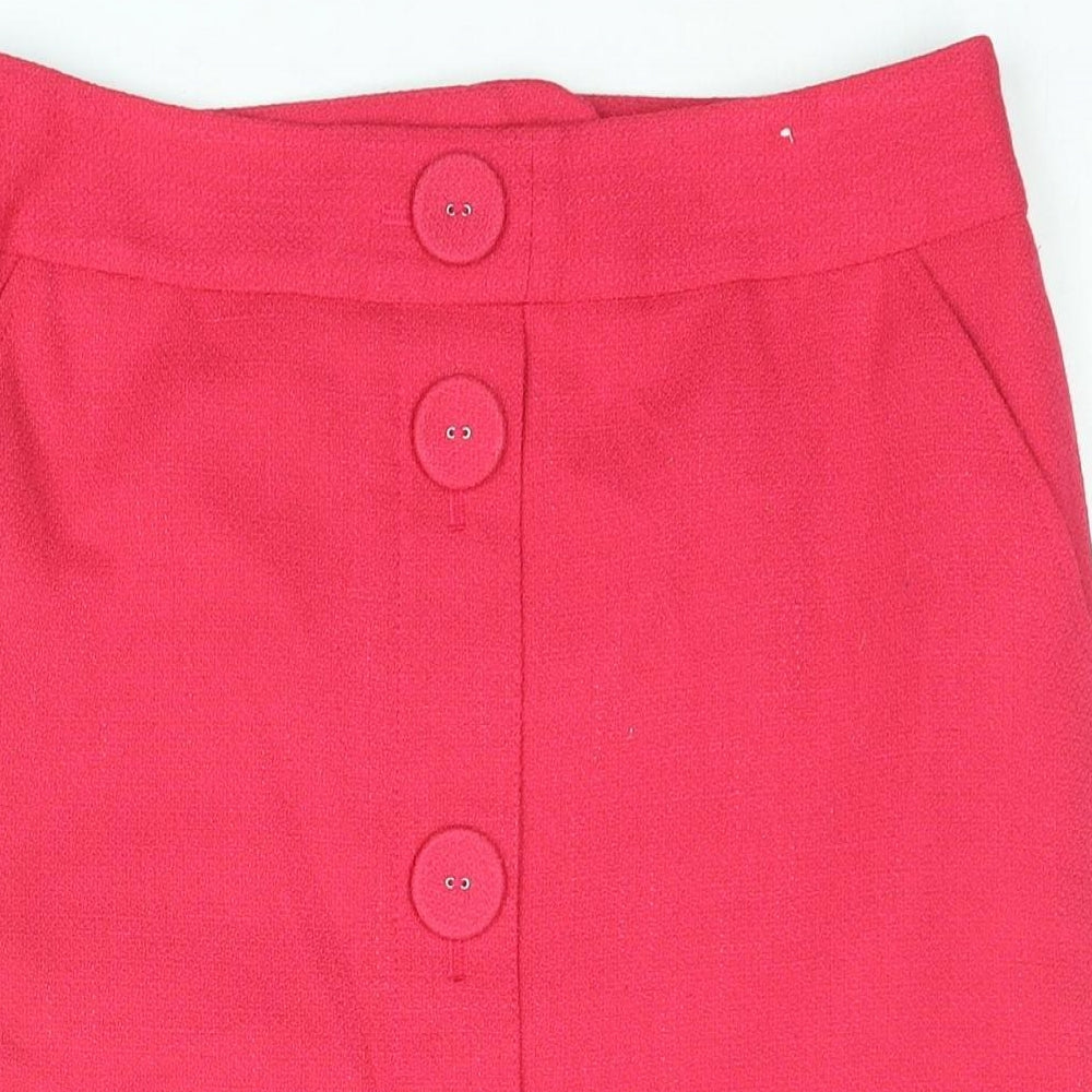 NEXT Womens Pink Polyester Straight & Pencil Skirt Size 12 Zip - Button Detail