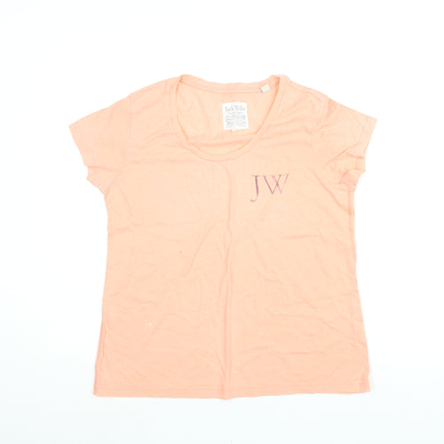 Jack Wills Womens Pink Cotton Basic T-Shirt Size 12 Round Neck - JW Print