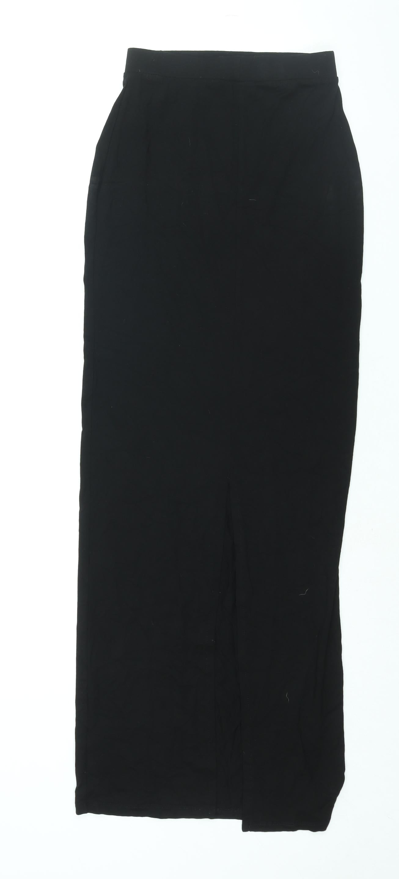 ASOS Womens Black Viscose Maxi Skirt Size 8 - Elasticated Waist Vented