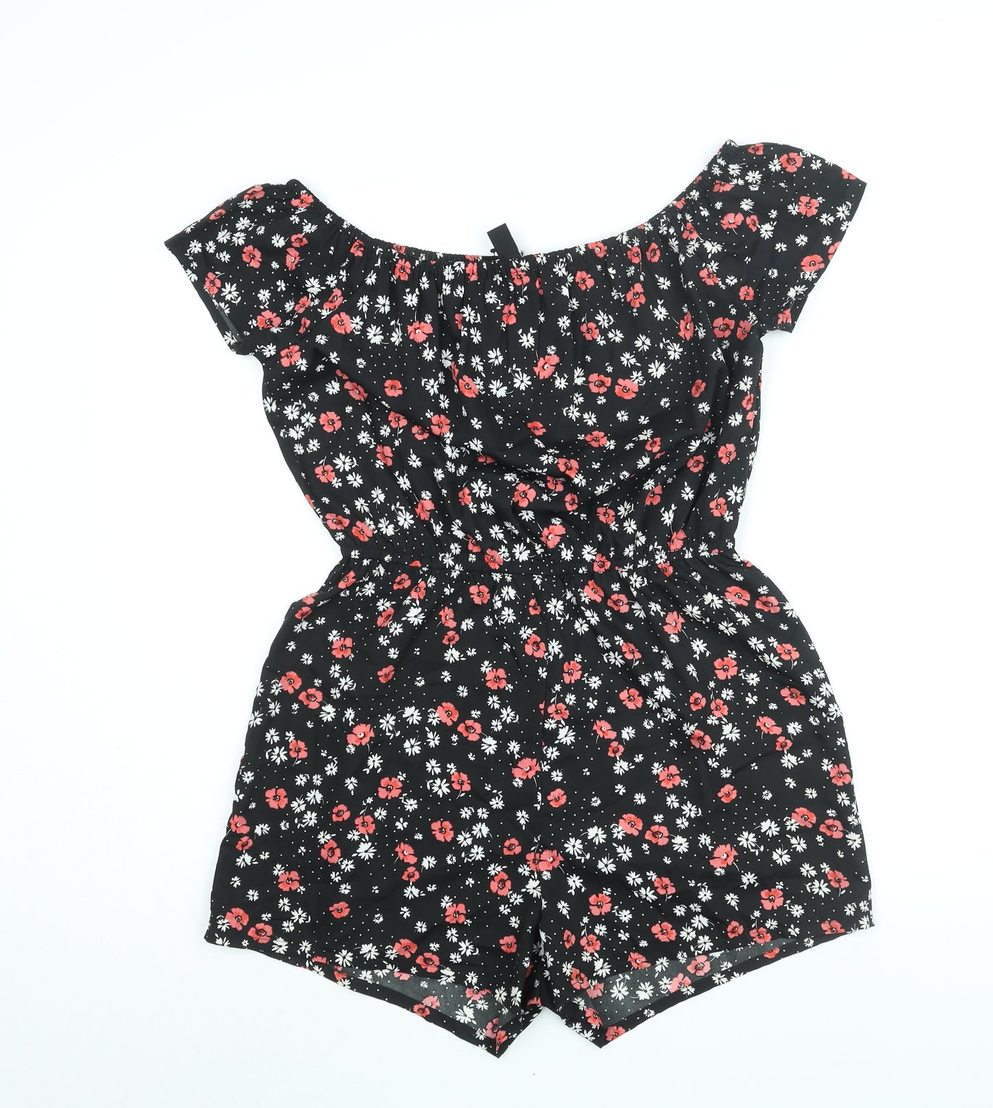 New Look Girls Black Floral Polyester Playsuit One-Piece Size 15 Years Pullover