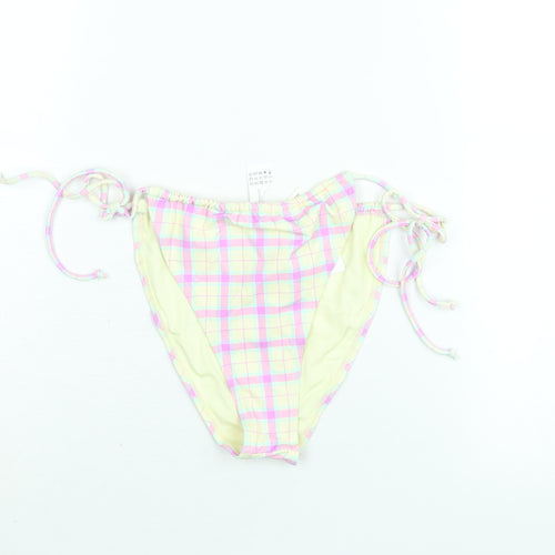 Bershka Womens Multicoloured Check Polyester Swim Bottom Size L - Tie