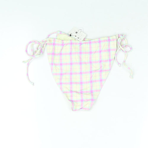 Bershka Womens Multicoloured Check Polyester Swim Bottom Size L - Tie