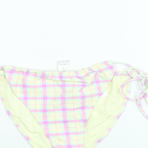 Bershka Womens Multicoloured Check Polyester Swim Bottom Size L - Tie