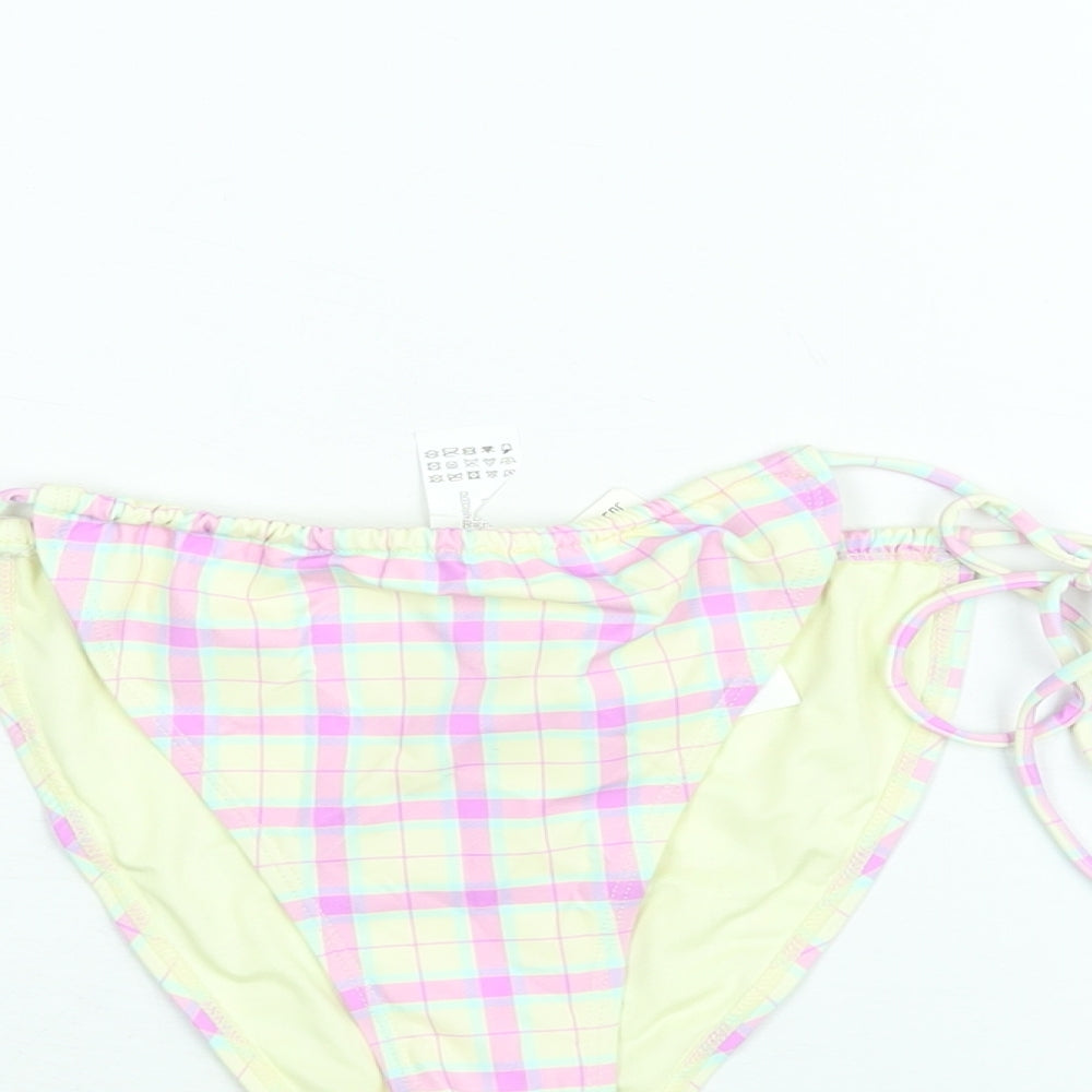 Bershka Womens Multicoloured Check Polyester Swim Bottom Size L - Tie