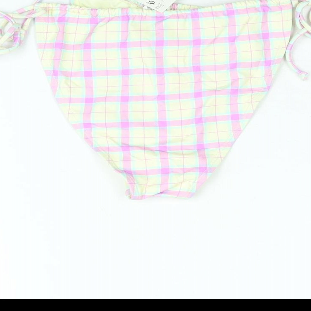 Bershka Womens Multicoloured Check Polyester Swim Bottom Size L - Tie