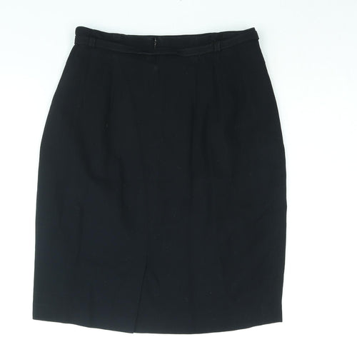 Richards Womens Black Polyester Straight & Pencil Skirt Size 12 Zip - Belted