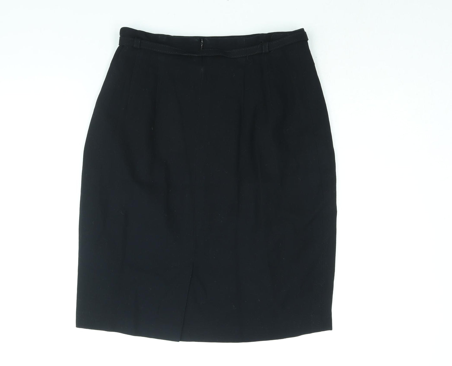 Richards Womens Black Polyester Straight & Pencil Skirt Size 12 Zip - Belted