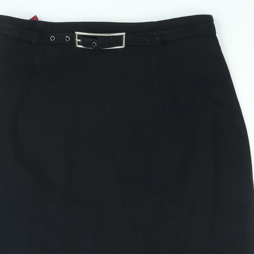 Richards Womens Black Polyester Straight & Pencil Skirt Size 12 Zip - Belted