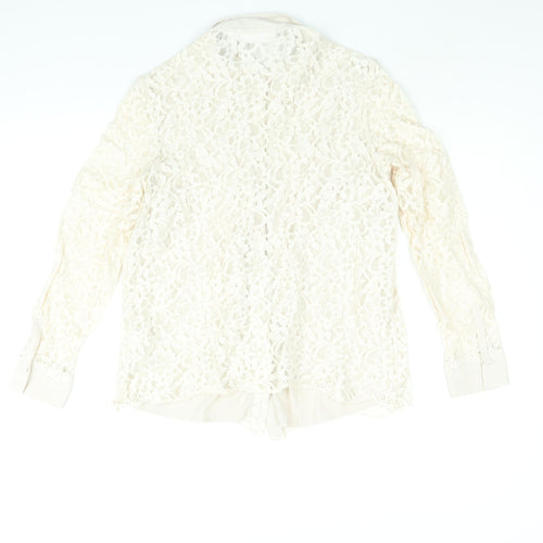 The White Company Womens Ivory Cotton Basic Button-Up Size 12 Collared