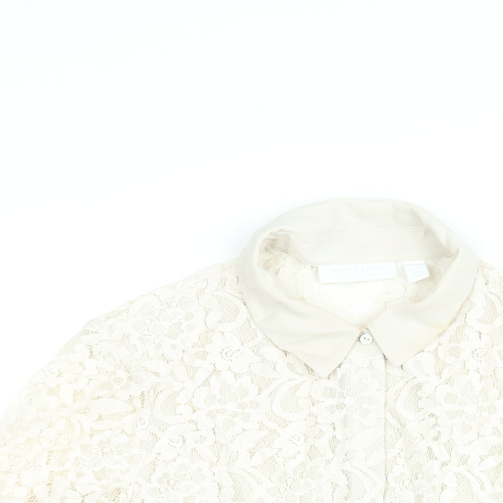 The White Company Womens Ivory Cotton Basic Button-Up Size 12 Collared