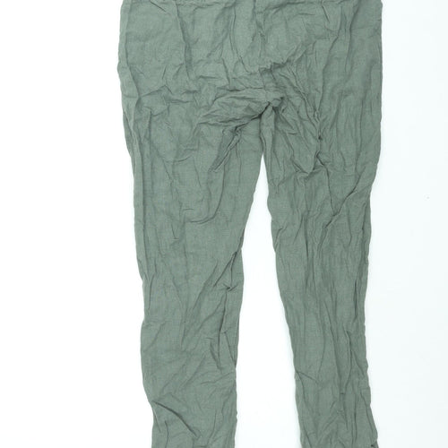 NEXT Womens Green Linen Trousers Size 8 L26 in Regular Zip