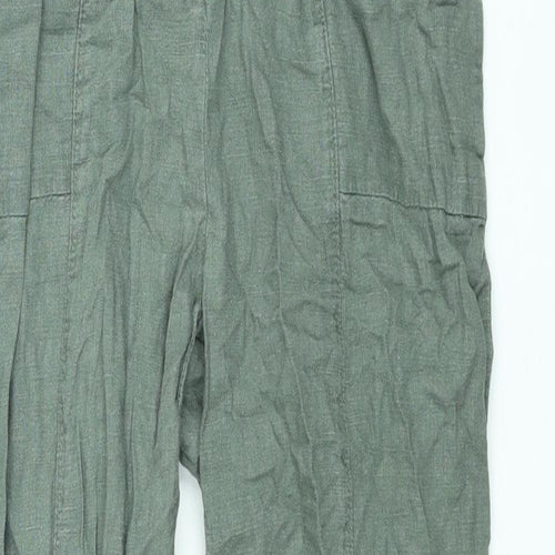 NEXT Womens Green Linen Trousers Size 8 L26 in Regular Zip