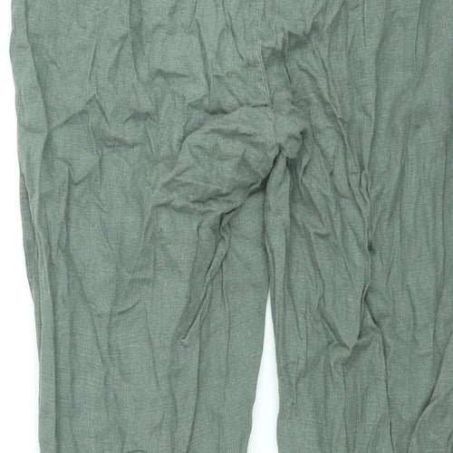 NEXT Womens Green Linen Trousers Size 8 L26 in Regular Zip