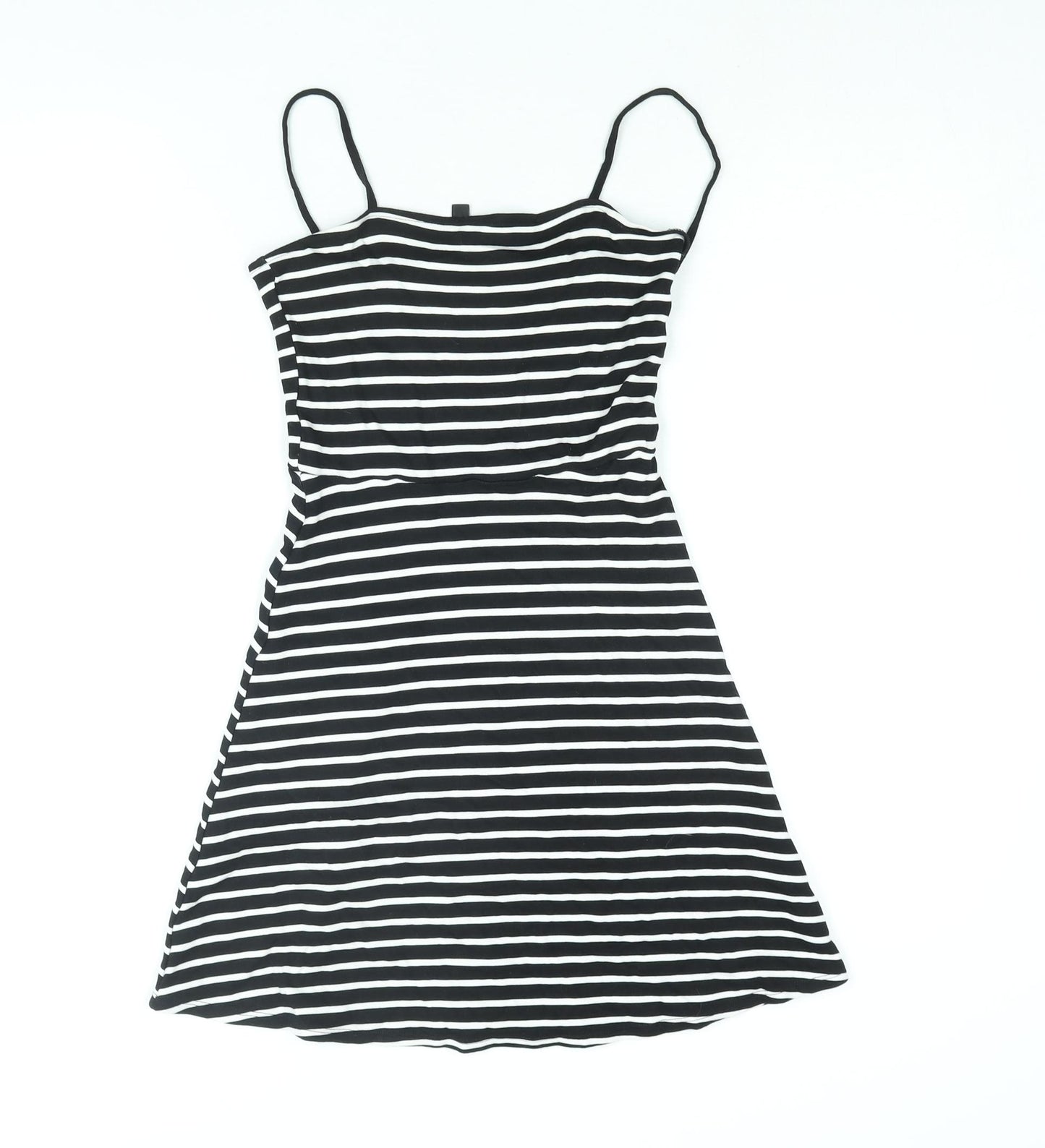 Divided by H&M Womens Black Striped Viscose A-Line Size 6 Square Neck Pullover