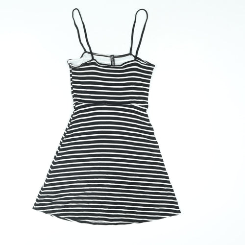 Divided by H&M Womens Black Striped Viscose A-Line Size 6 Square Neck Pullover