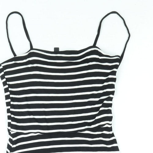 Divided by H&M Womens Black Striped Viscose A-Line Size 6 Square Neck Pullover