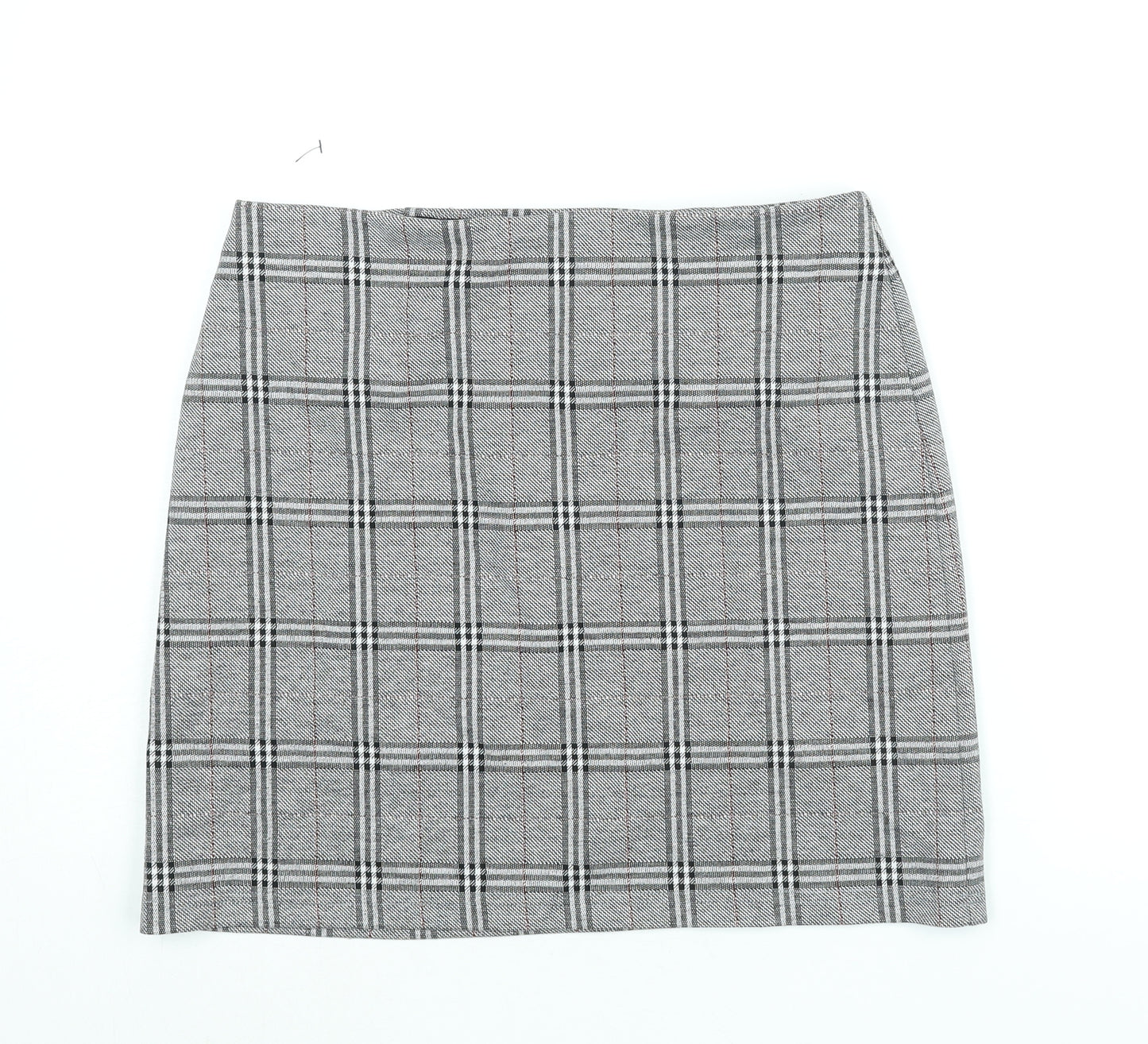 Marks and Spencer Womens Grey Check Polyester A-Line Skirt Size 12