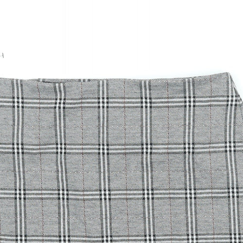 Marks and Spencer Womens Grey Check Polyester A-Line Skirt Size 12