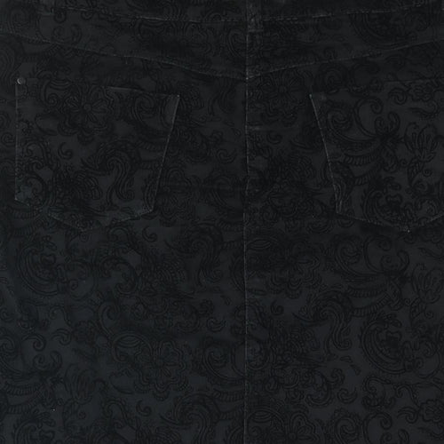 M&Co Womens Black Paisley Cotton Straight & Pencil Skirt Size 10 Zip