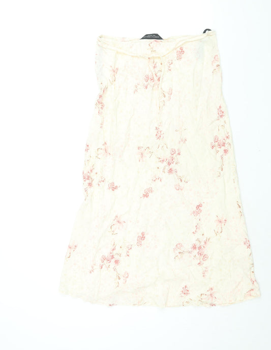 Dorothy Perkins Womens Ivory Floral Viscose A-Line Skirt Size 12