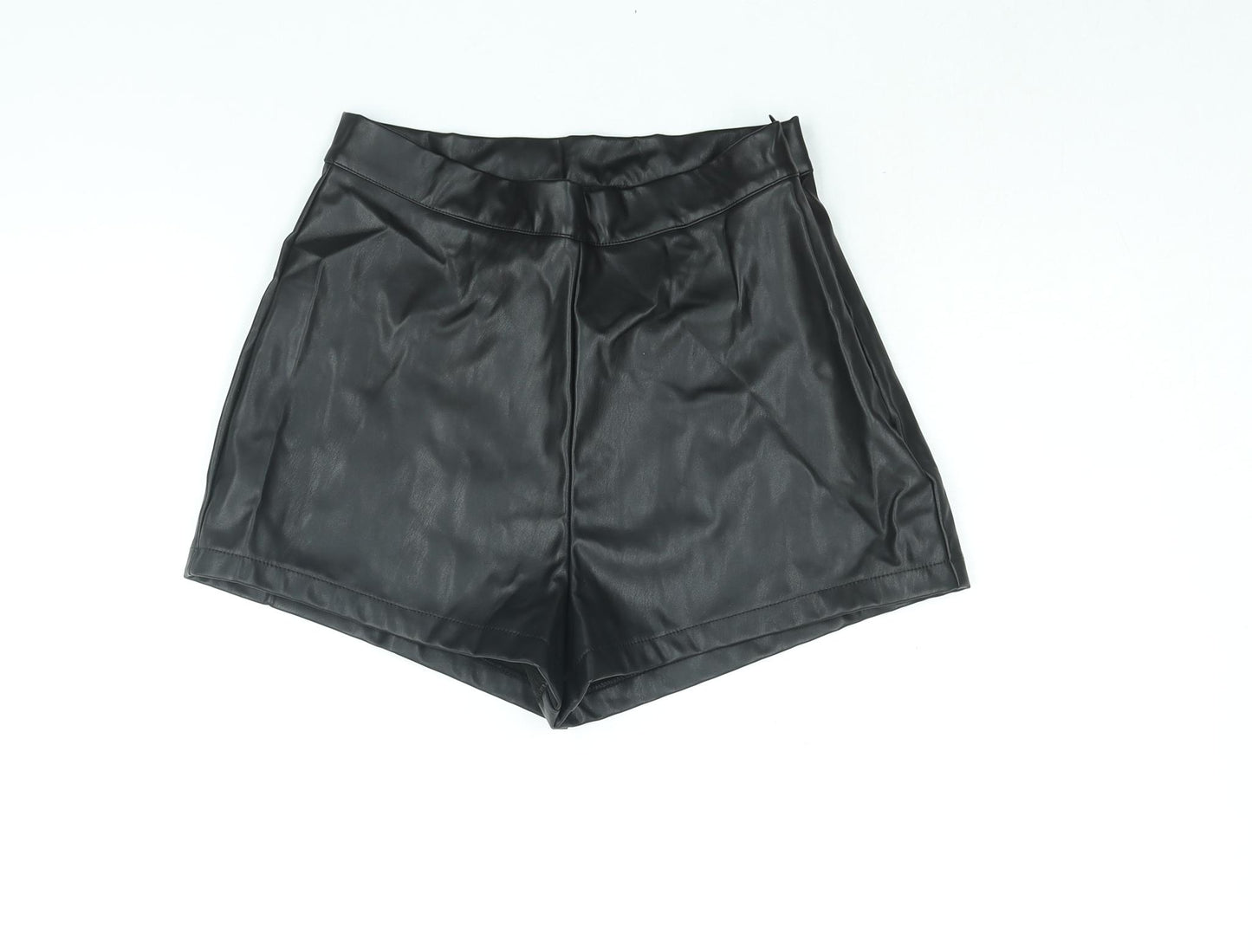ASOS Womens Black Polyester Basic Shorts Size 8 Regular Zip - Faux Leather