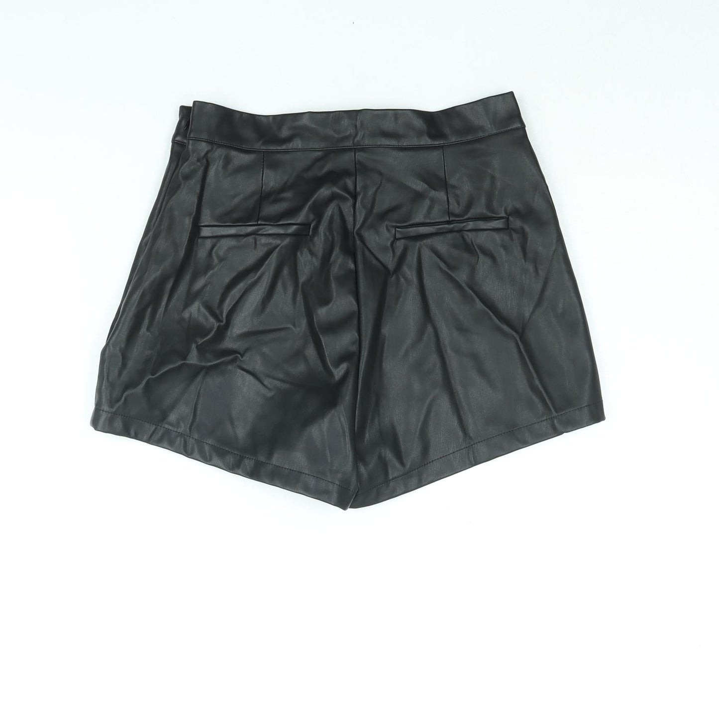 ASOS Womens Black Polyester Basic Shorts Size 8 Regular Zip - Faux Leather