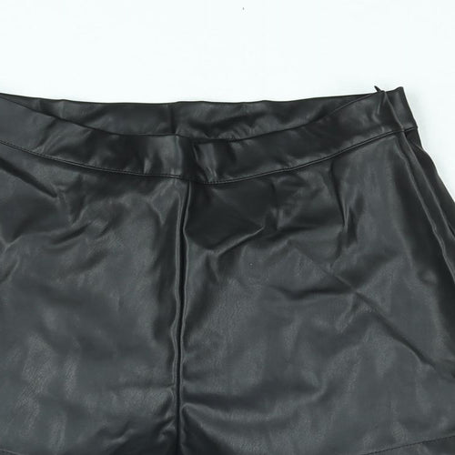 ASOS Womens Black Polyester Basic Shorts Size 8 Regular Zip - Faux Leather